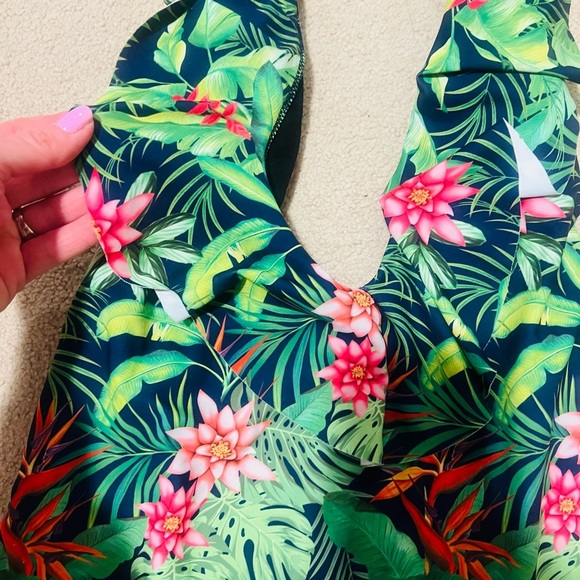 Tropical Floral One Piece Swimsuit - Picture 2 of 5